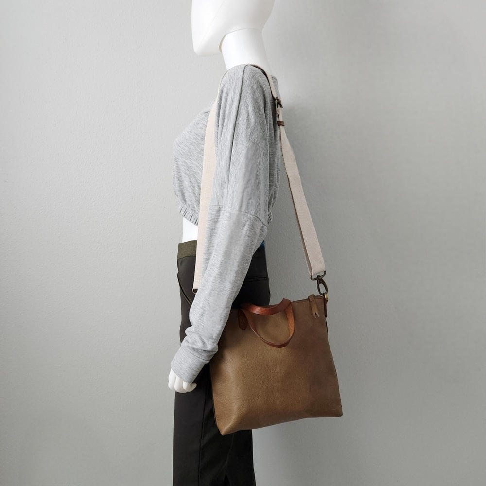 Madewell Transport Neutral Olive Leather Bag With Removable Crossbody Strap - Picture 4 of 16